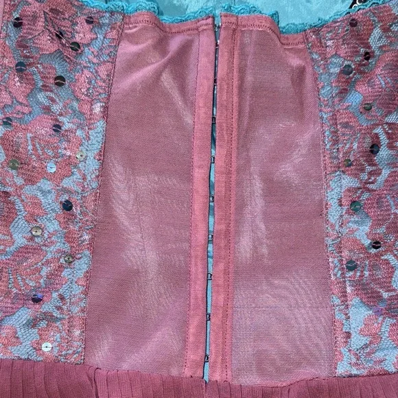 Betsey Johnson Purple & Blue Dress with Ruffle Details, Lace Overlay & Sequins - Picture 7 of 7